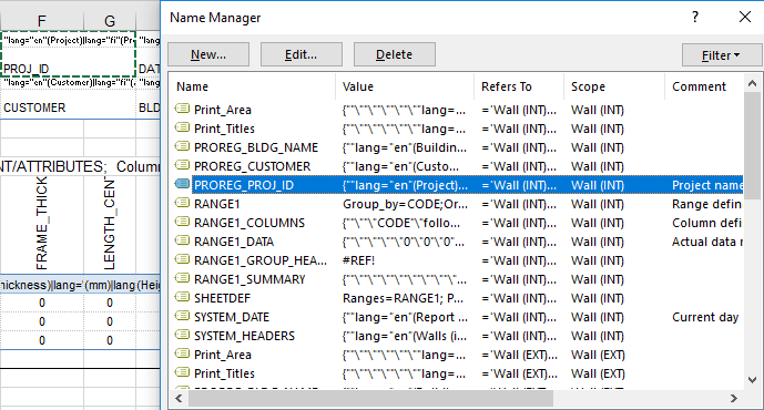 Structure of an Excel Template Report