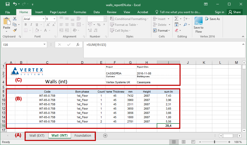 Structure of an Excel Template Report